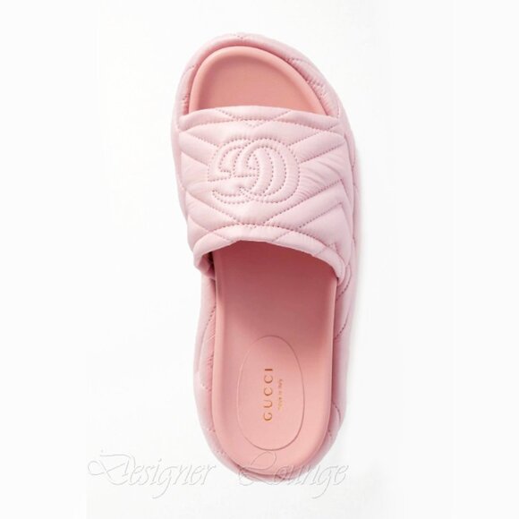 NEW GUCCI Angelina Quilted GG Logo Pink Nylon Platform Sandals EU 39 US 9 - Picture 8 of 11